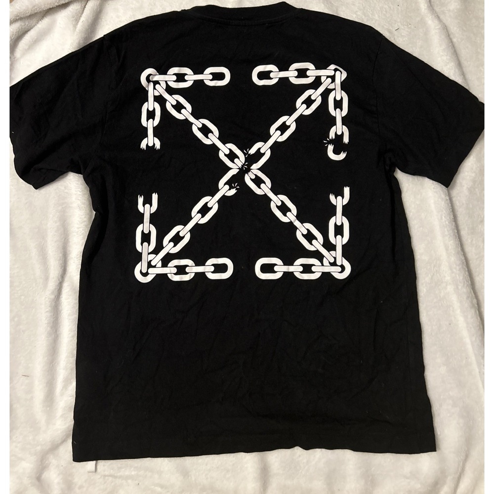 Off-White Chain Arrow T-Shirt Men's Medium Black White OMAA027F22JER011 FW22